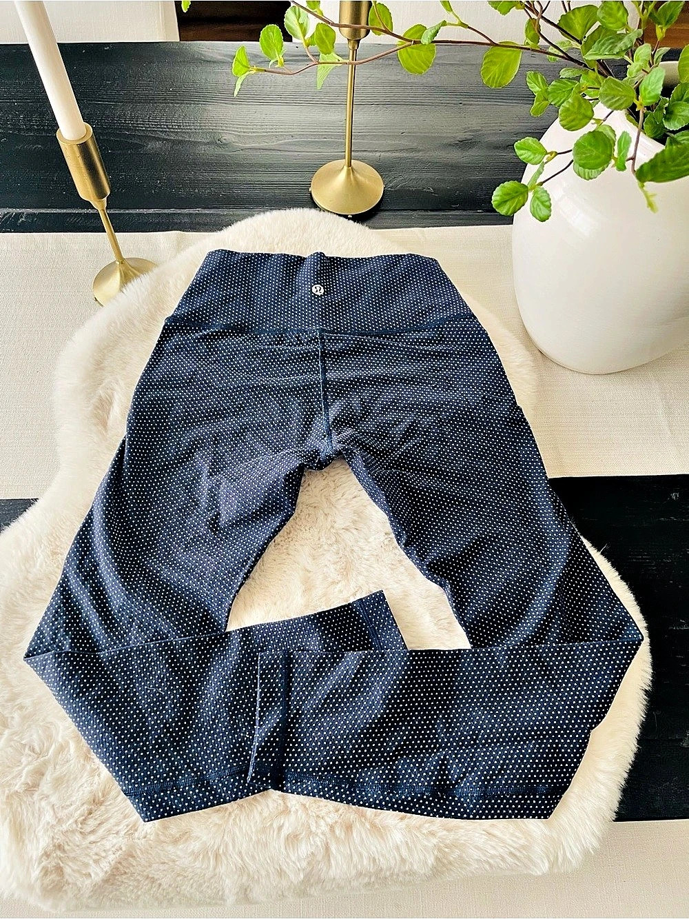 Lululemon Wunder Under Pant *Full-On Luon (Print) Polka Dot Leggings Blue size 6
